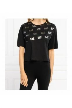 Emporio Armani EA7 T-shirts Tee Shirt Coton à Logo Printé Black