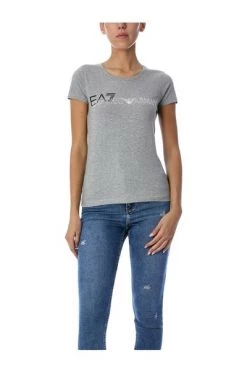 Emporio Armani EA7 T-shirts Logo Stretch T -shirt Gray