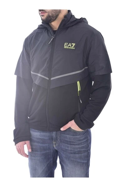 Emporio Armani EA7 Zomerjassen Dual-material Zipped Hooded Sweatshirt Black 3 Emporio Armani EA7 Zomerjassen Dual-material Zipped Hooded Sweatshirt Black