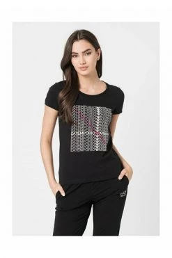 Emporio Armani EA7 T-shirts Logo Embroidered T -shirt Black