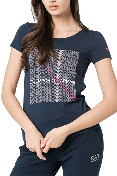 Emporio Armani EA7 T-shirts Logo Embroidered T -shirt Blue 3 Emporio Armani EA7 T-shirts Logo Embroidered T -shirt Blue