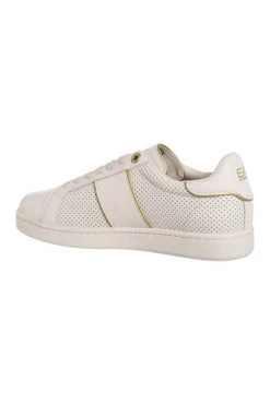 Emporio Armani EA7 Women Shoes Leather Trainers Sneakers Beige