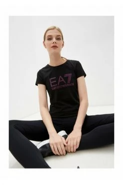 Emporio Armani EA7 T-shirts 3D Logo Stretch T-shirt Black