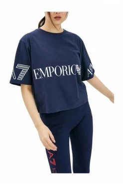 Emporio Armani EA7 T-shirts Short T -shirt With Big Logo Blue