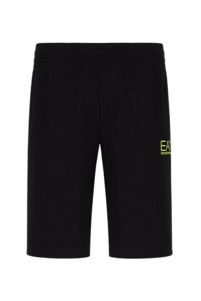 Emporio Armani EA7 Korte Broeken Bormuda Shorts In Pure Cotton Black 3 Emporio Armani EA7 Korte Broeken Bormuda Shorts In Pure Cotton Black