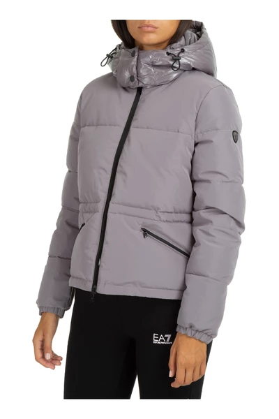Emporio Armani EA7 Gewatteerde Jassen Women's Outerwear Down Jacket Blouson Hood Purple 4 Emporio Armani EA7 Gewatteerde Jassen Women's Outerwear Down Jacket Blouson Hood Purple - Afbeelding 2